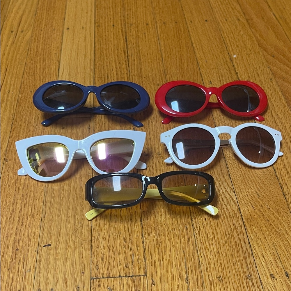 Stylish Sunglasses Set - Red, Blue, White, Black